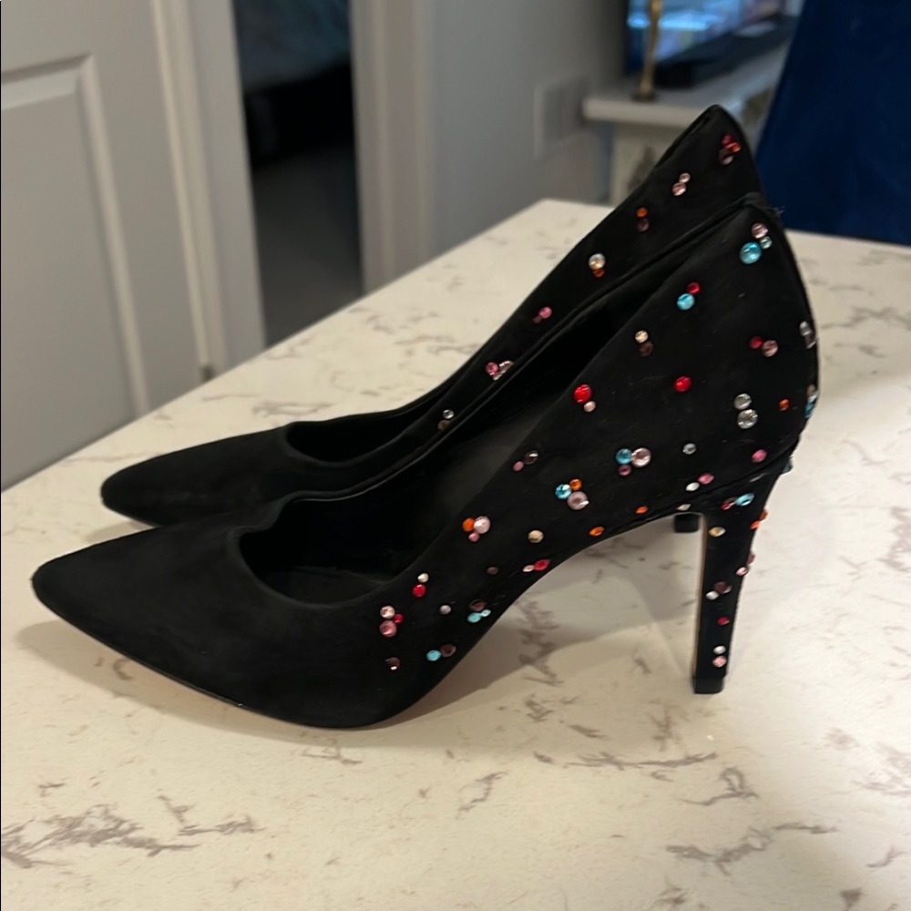 Embellished Black Heels
